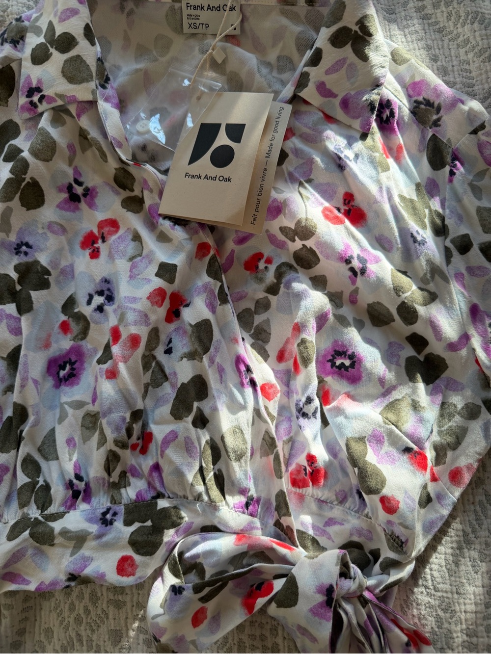 NWT Frank And Oak Printed Wrap Top – Floral – XS - Picture 5 of 10